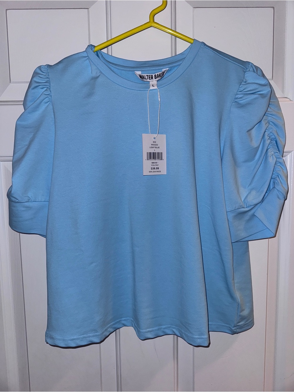 Walter Baker Sky Blue Puff Sleeve Tee